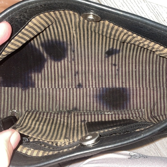 Rare Vintage Brighton “isadora” croc leather Handbag black silver hardware recta - Picture 9 of 9